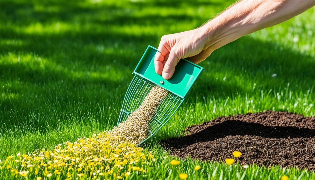 spreading grass seed