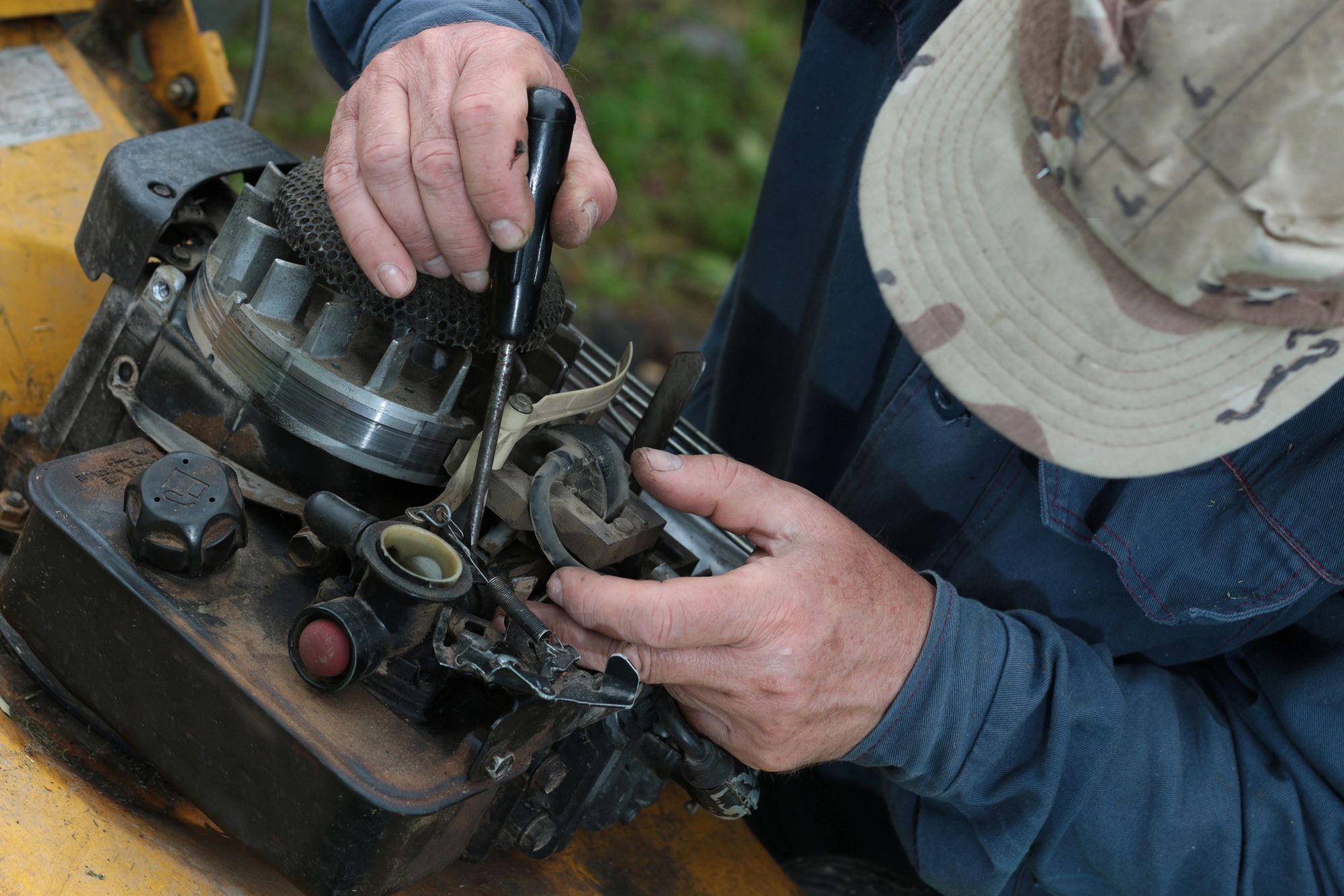 Repairing lawn mower engine
